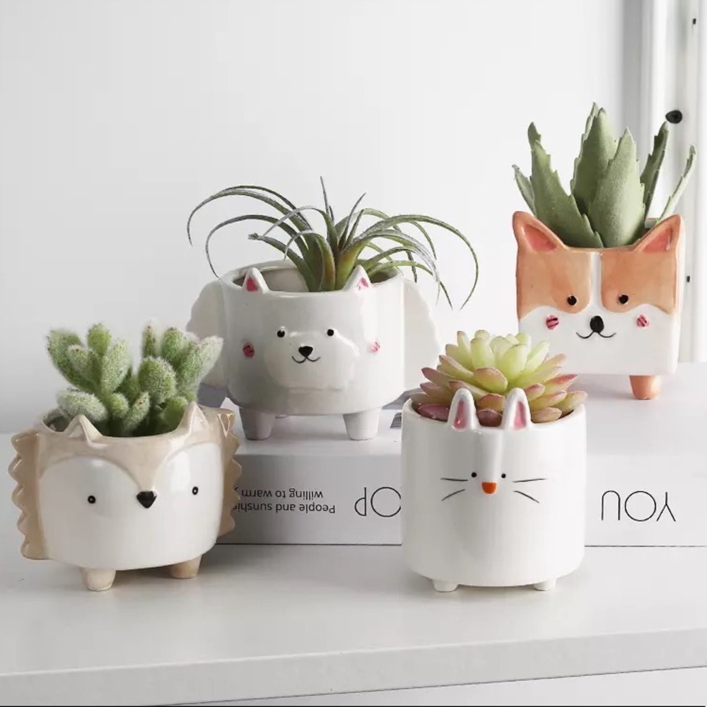 ⭐️HP⭐️ Succulent pot plant rabbit shiba ceramic garden home decor